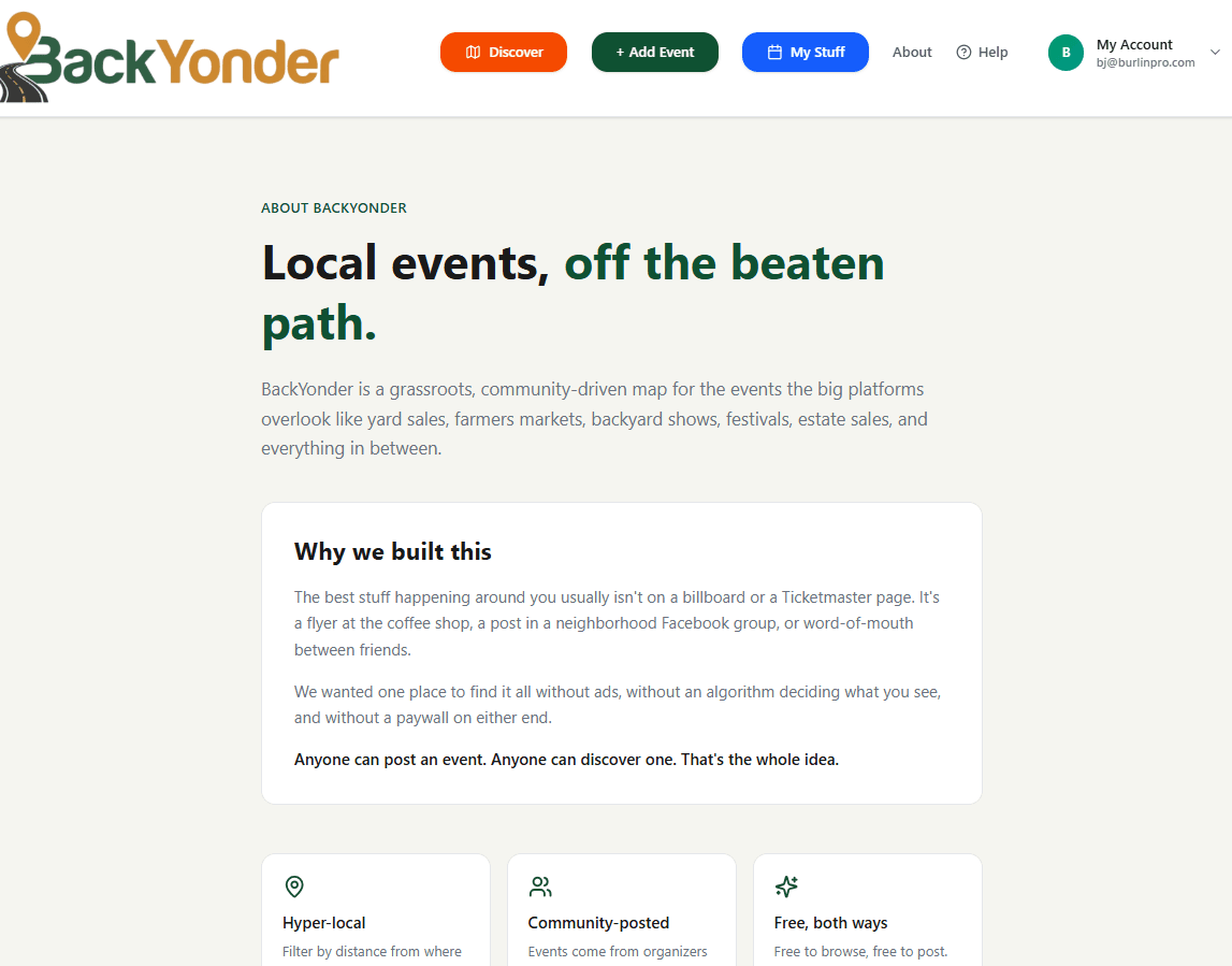 BackYonder website screenshot
