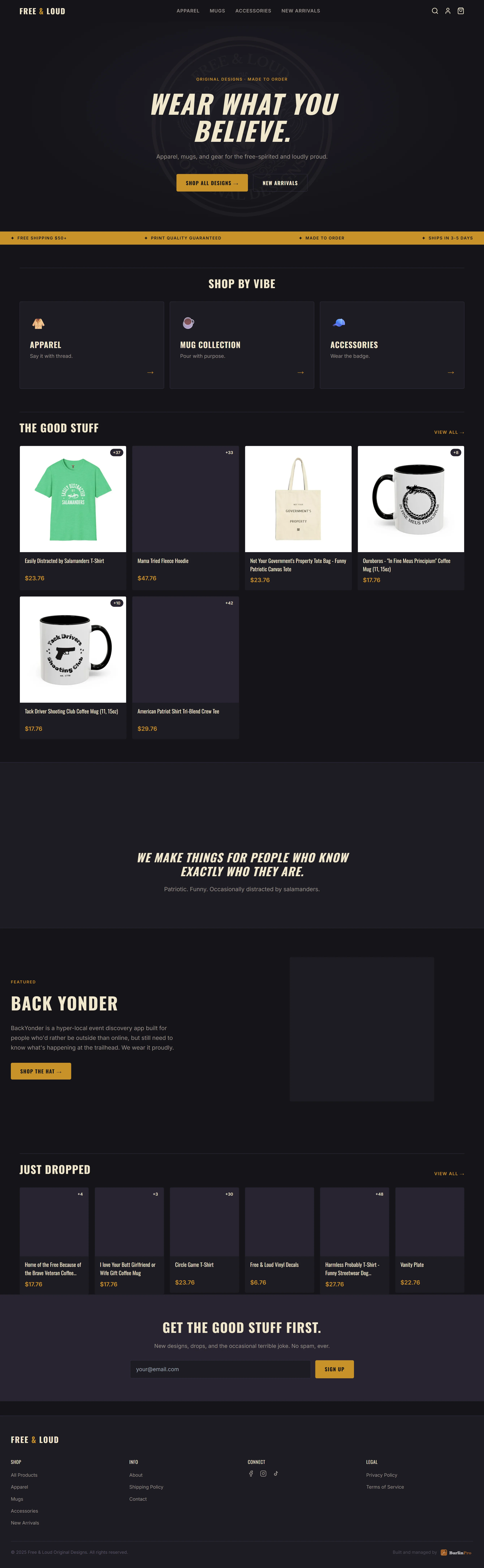 Free & Loud website