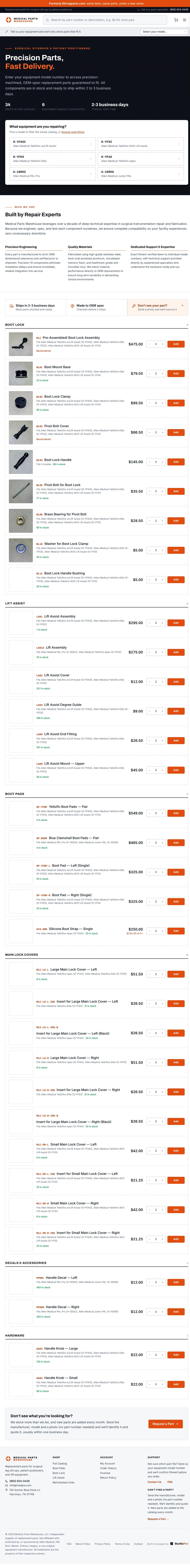 Medical Parts Warehouse website