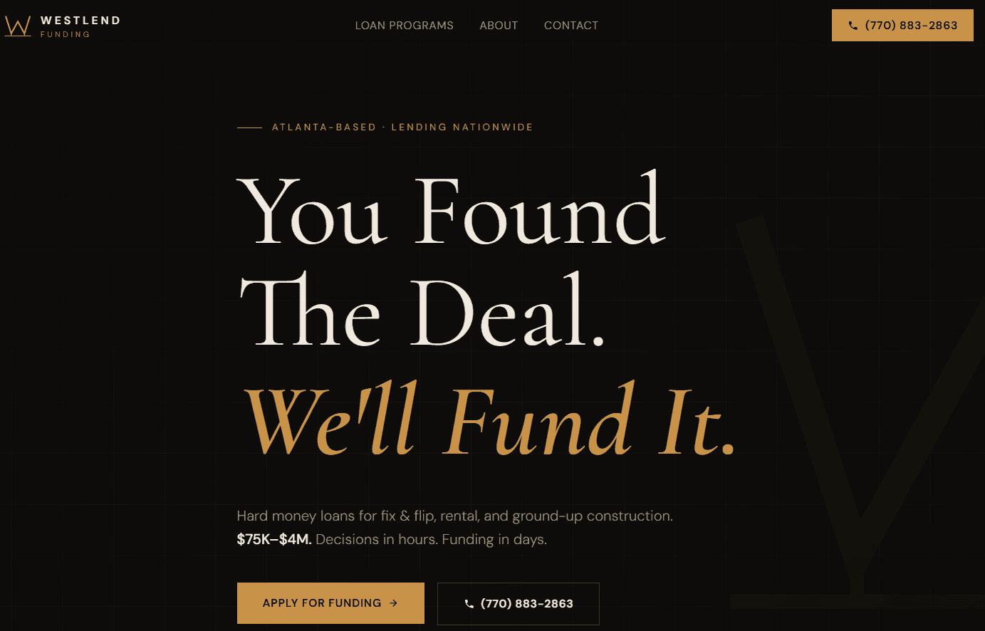 Westlend Funding website screenshot